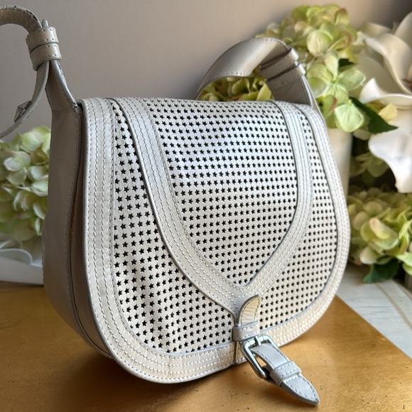 Just Cavali Crossbody Saddle Bag in Bone Leather